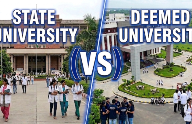 comparison of state university and deemed university in India for MBBS admission 2026 showing differences in fees, admission process and infrastructure