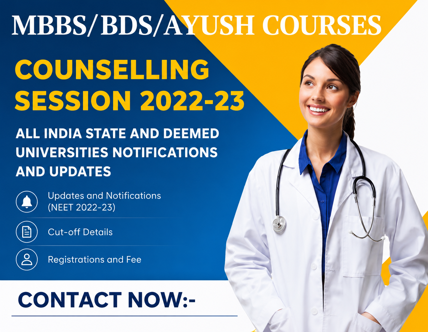 MBBS BDS and AYUSH counselling session updates for medical admissions in India