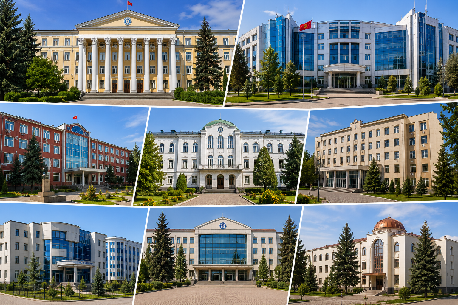 Top Kyrgyzstan Medical University campus buildings for students planning to study MBBS in Kyrgyzstan with modern infrastructure and NMC-approved medical education.