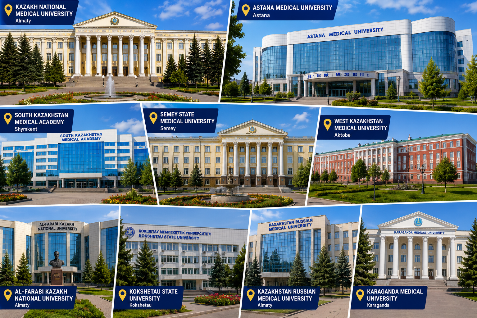 Top Kyrgyzstan Medical University campus buildings for students planning to study MBBS in Kyrgyzstan with modern infrastructure and NMC-approved medical education.