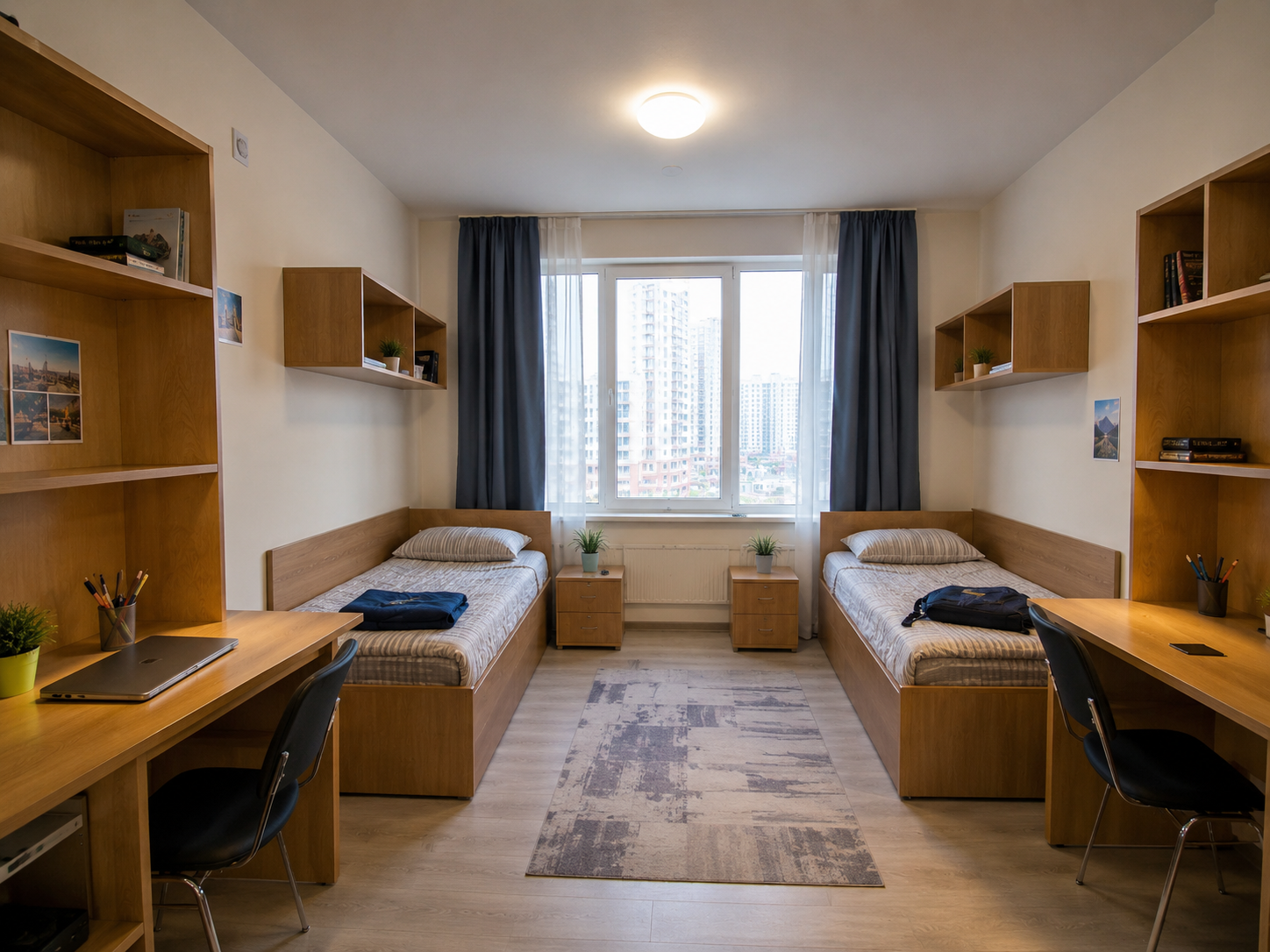 Modern student hostel room for MBBS in Kazakhstan students at a top medical university in Kazakhstan with comfortable accommodation facilities.