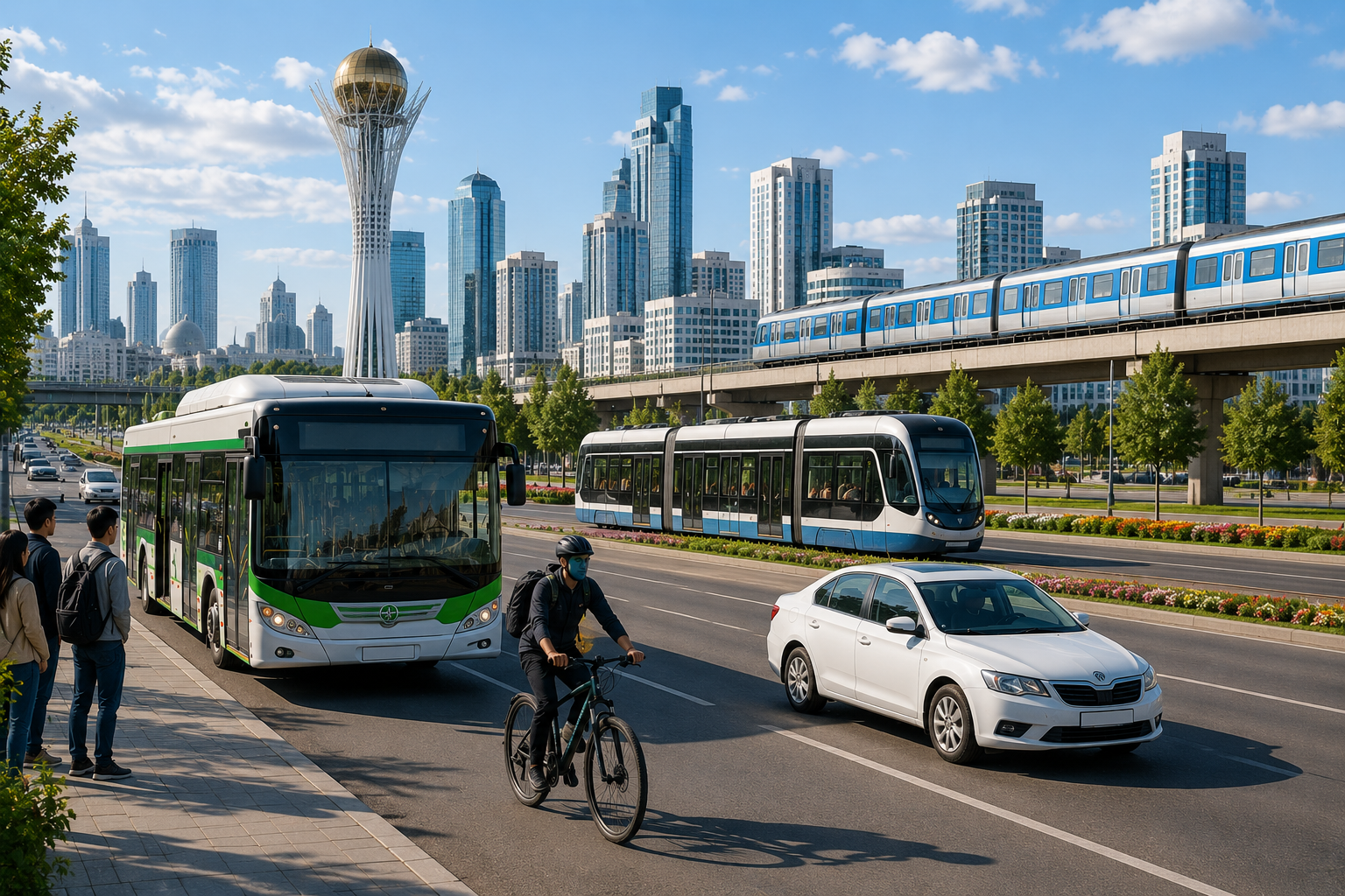 Modern public transportation and smart city infrastructure near a medical university in Kazakhstan for students pursuing MBBS in Kazakhstan.