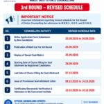 Jharkhand NEET UG Counselling 2026 3rd Round revised schedule showing MBBS, BDS and BHMS counselling dates for registration, merit list, choice filling, seat allotment and admission.